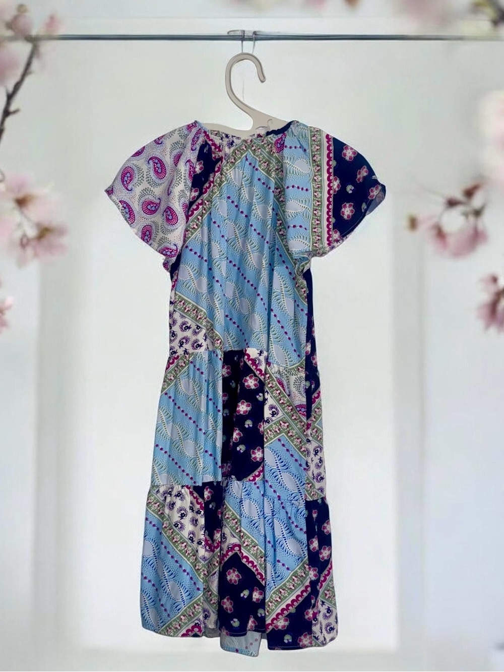 LOFT Multicolor Babydoll Dress with Floral and Paisley Patterns - Picture 3 of 5